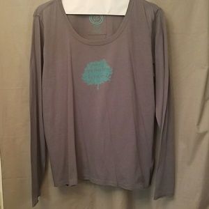 Life Is Good Grey Long Sleeve Scoop Neck Tee XL